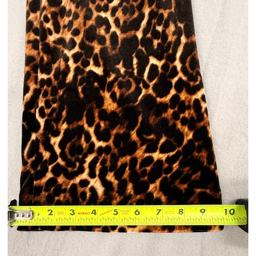 Anne Klein Pants Womens 6 Brown Leopard Print Velvet Flared Trousers Boho NWT - Picture 3 of 9